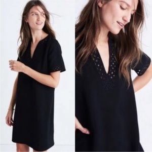 Madewell Black Ballad Eyelet Laser Cut Out Short Sleeve Dress Size 0